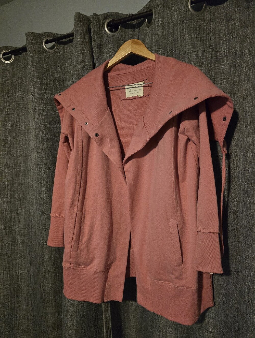 Evy's Tree Claire Luxury Wrap Jacket Rose Pink Hooded Sweater Size M